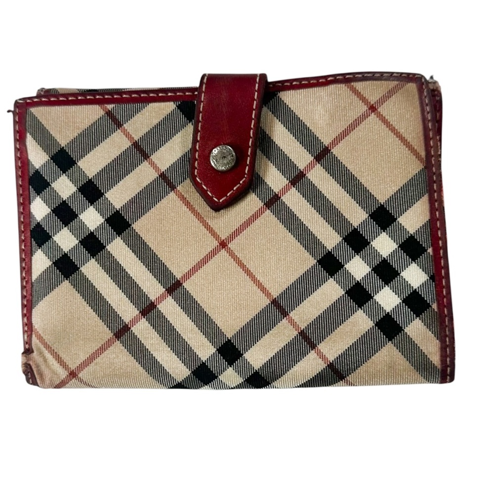 Burberry London Nova Check Red Leather Snap Wallet - Picture 3 of 8